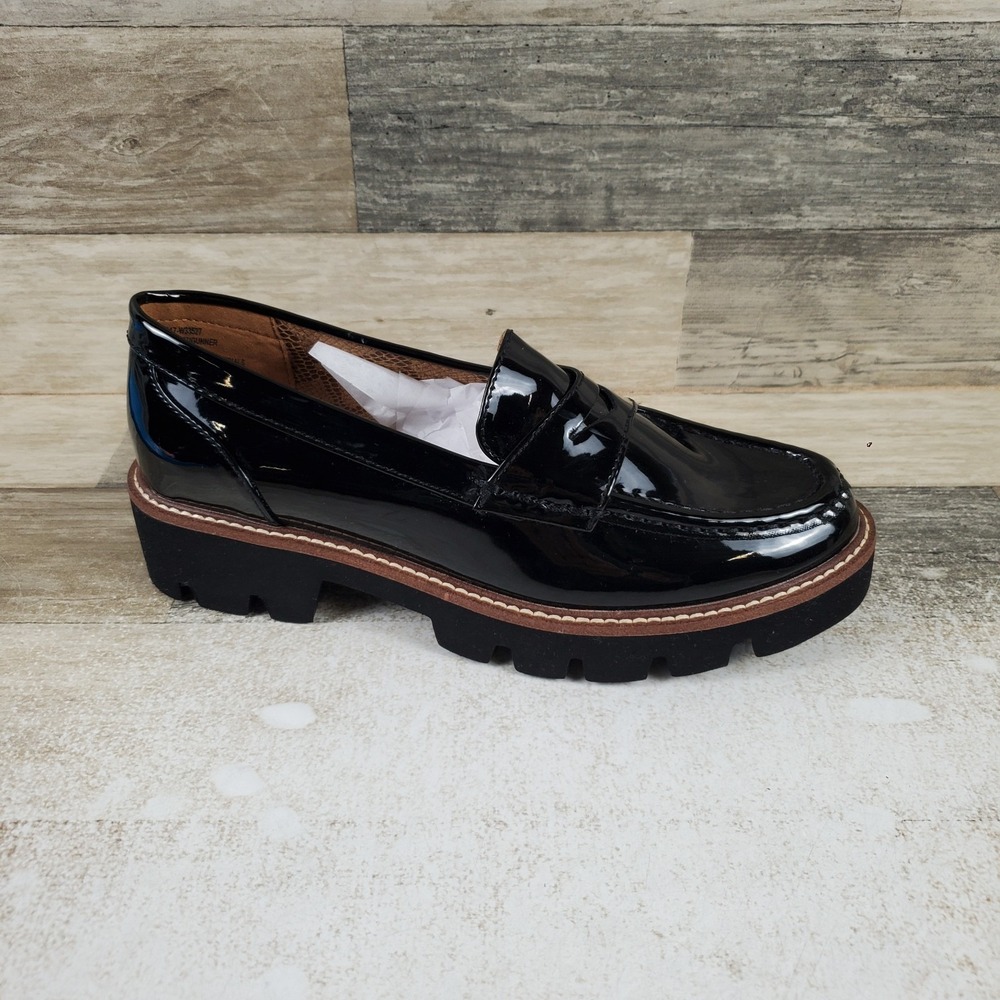 White Mountain Gunner Womens Loafers Shoes Sz 8 M Black Leather Slip On Comfort